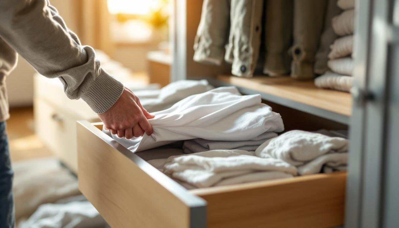 door kleding verticaal op te vouwen creëer je meer ruimte in je kast en voorkom je dat je kleding kreukt. ontdek handige tips voor een georganiseerde en nette kledingopslag.
